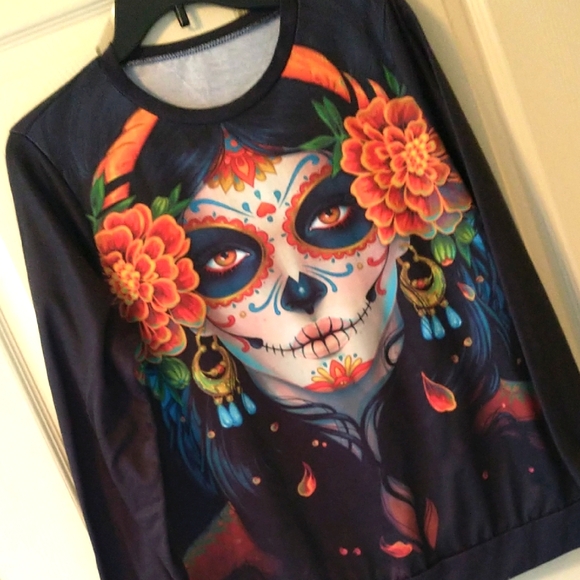 Tops - Worn Once! Halloween/Day Of The Dead Sweatshirt, Size M